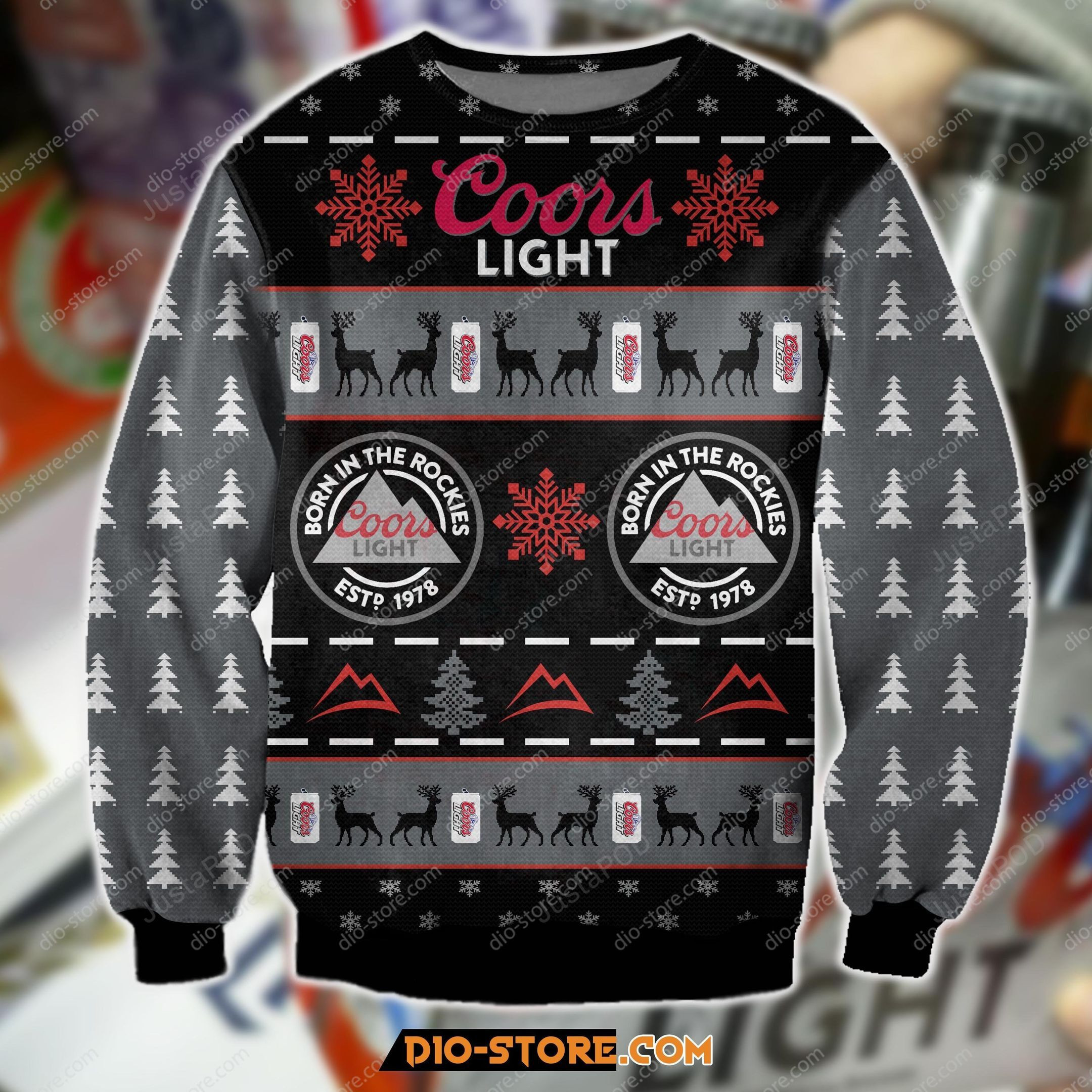 Coors Light Beer Knitting Pattern For Unisex Ugly Christmas Sweater Adult 3D Funny Matching for family