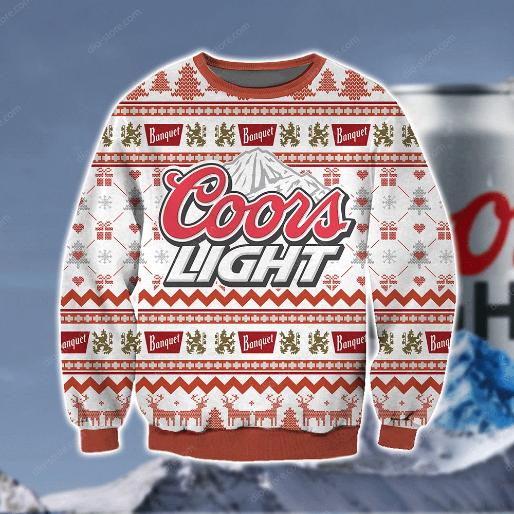Coors Light Knitting Pattern 3D Print Ugly Christmas Sweater Adult 3D Funny Matching for family