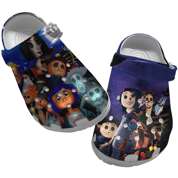 Coraline Cartoon Crocs Crocband Clogs Shoes Comfortable For Men Women and Kids