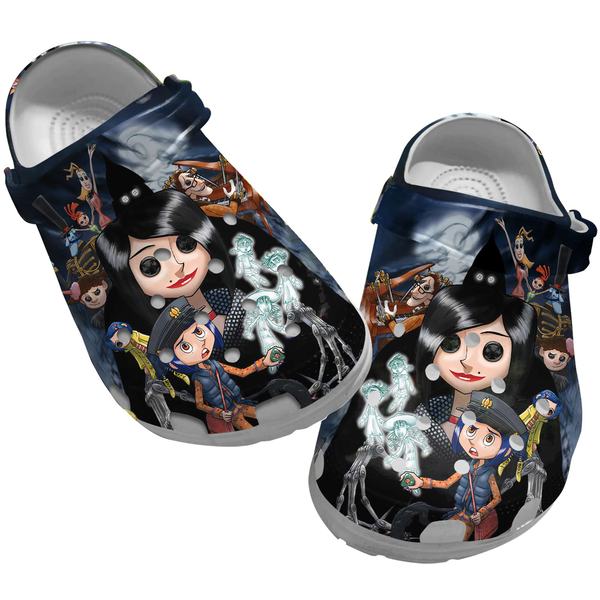 Coraline Cartoon Crocs Crocband Clogs Shoes Comfortable For Men Women and Kids