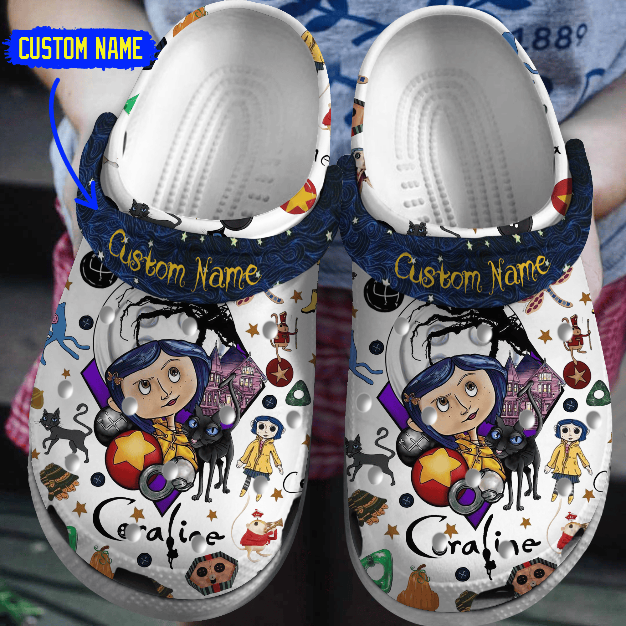 Coraline Cartoon Crocs Crocband Clogs Shoes Comfortable For Men Women and Kids