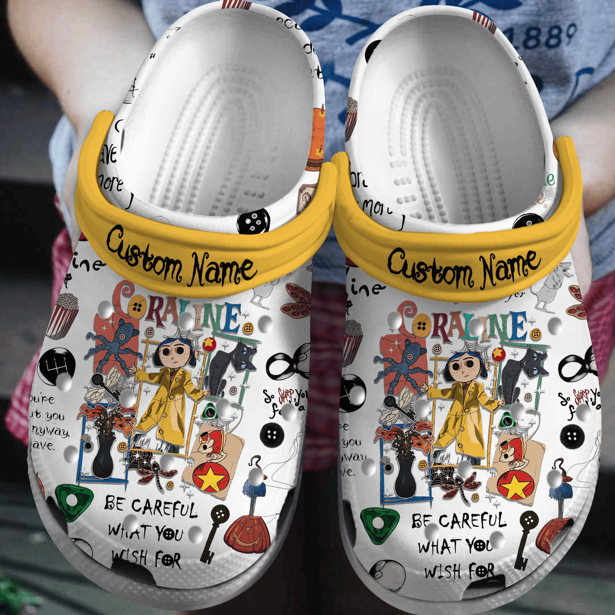 Coraline Cartoon Crocs Crocband Clogs Shoes Comfortable For Men Women and Kids