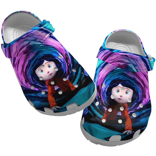 Coraline Cartoon Crocs Crocband Clogs Shoes Comfortable For Men Women and Kids