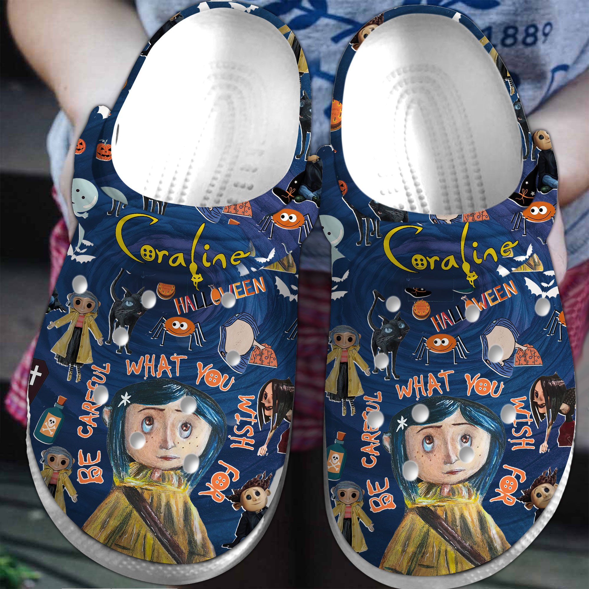 Coraline Cartoon Crocs Crocband Clogs Shoes Comfortable For Men Women and Kids