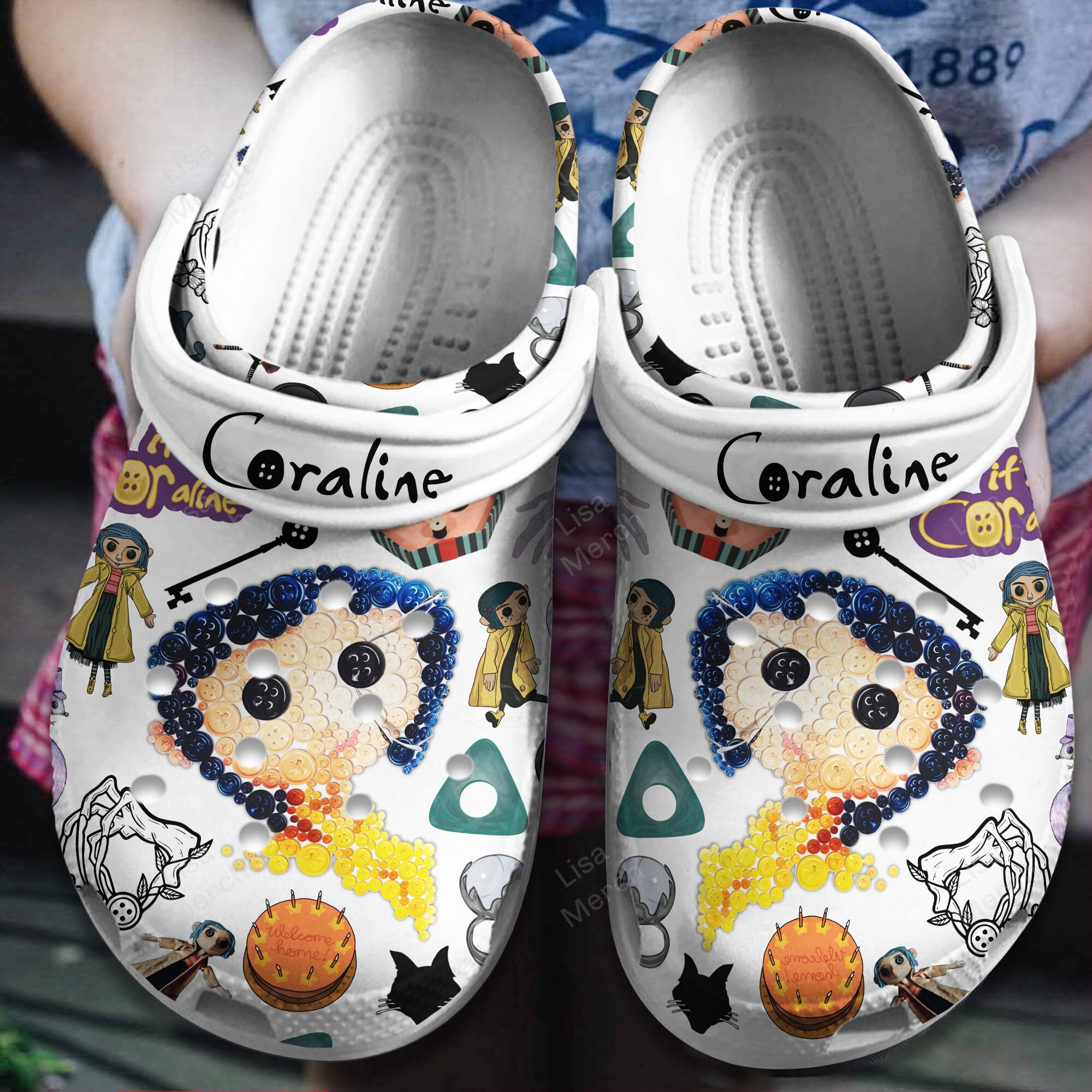 Coraline Cartoon Crocs Crocband Clogs Shoes Comfortable For Men Women and Kids