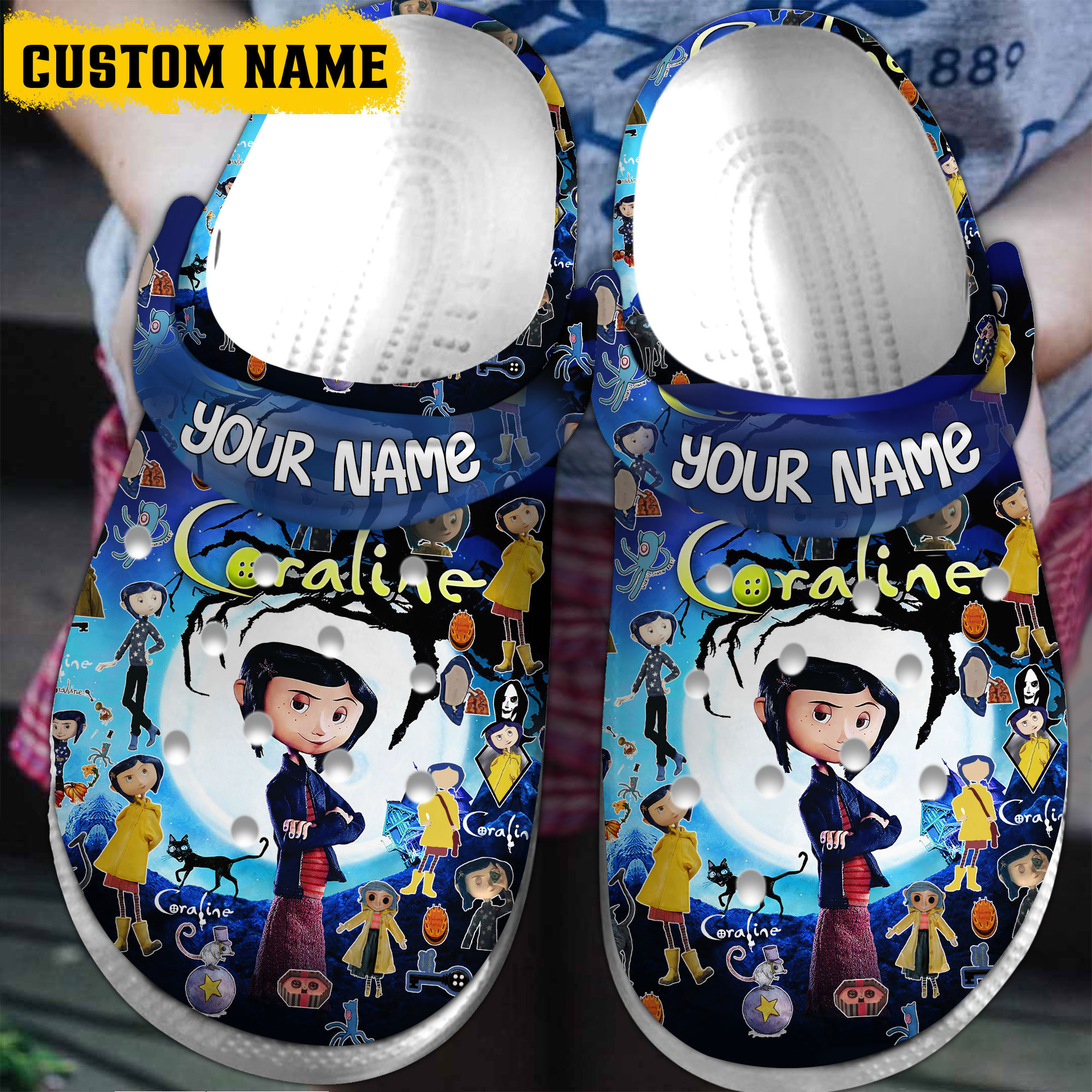 Coraline Cartoon Crocs Crocband Clogs Shoes Comfortable For Men Women and Kids