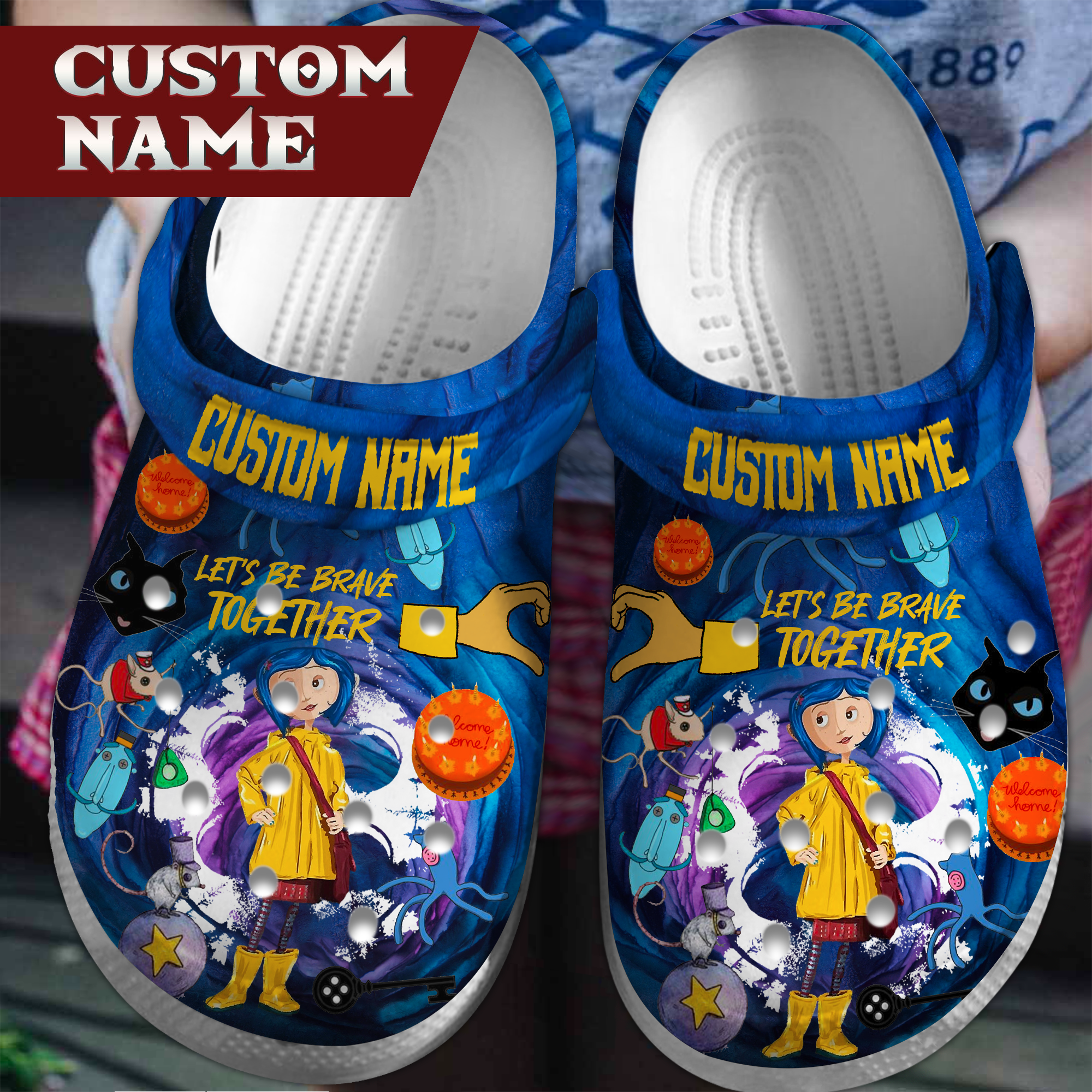 Coraline Cartoon Crocs Crocband Clogs Shoes Comfortable For Men Women and Kids