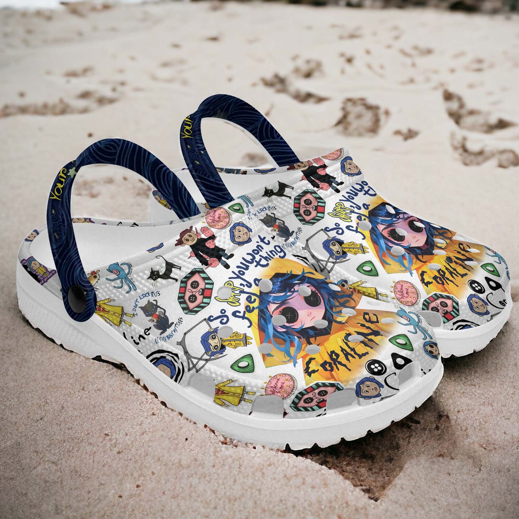 Coraline Cartoon Crocs Crocband Clogs Shoes Comfortable For Men Women and Kids - Image 3