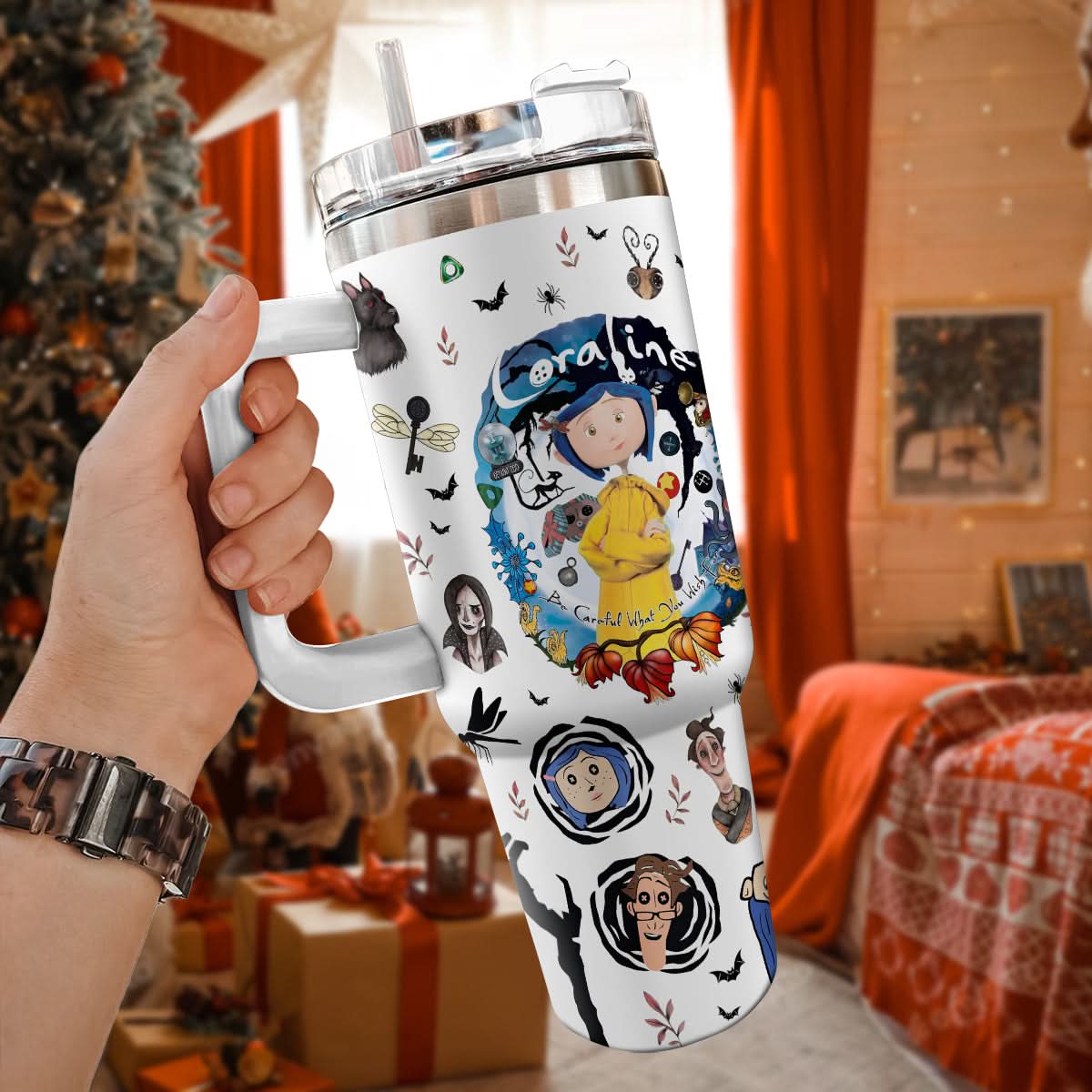 Coraline Cartoon Custom Stanley Cup 40 oz 30 oz Tumbler With HandleTVC2301447 - Image 2