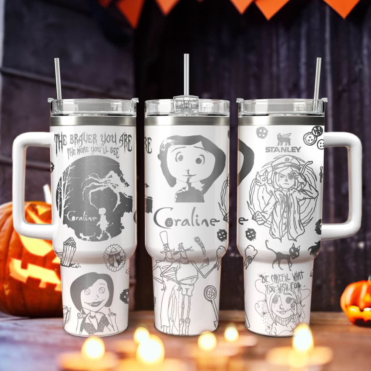 Coraline Cartoon Custom Stanley Cup 40 oz 30 oz Tumbler With HandleTVC2301454