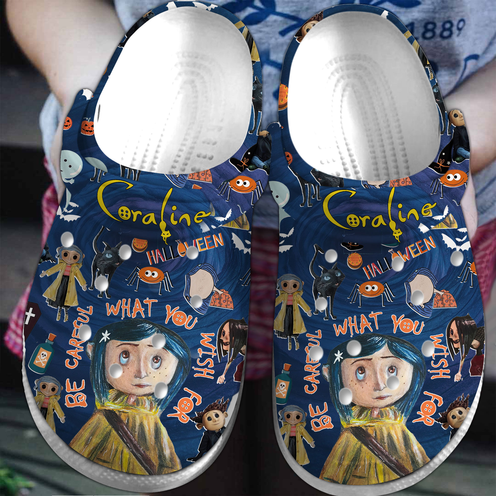 Coraline Movie Crocs Crocband Clogs Shoes Comfortable For Men Women and Kids