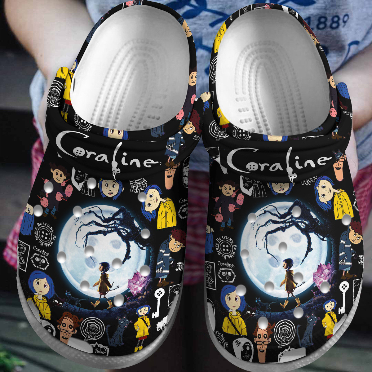 Coraline Movie Crocs Crocband Clogs Shoes Comfortable For Men Women and Kids