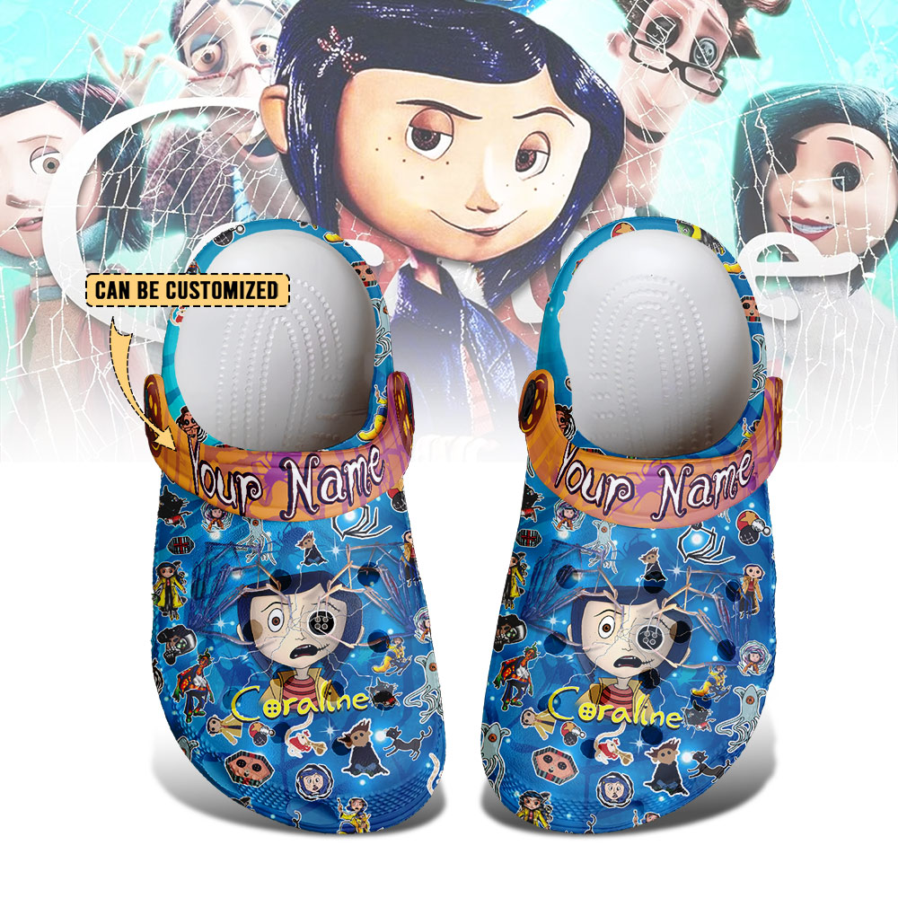 Coraline x Halloween Crocs Crocband Clogs Shoes Comfortable For Men Women and Kids