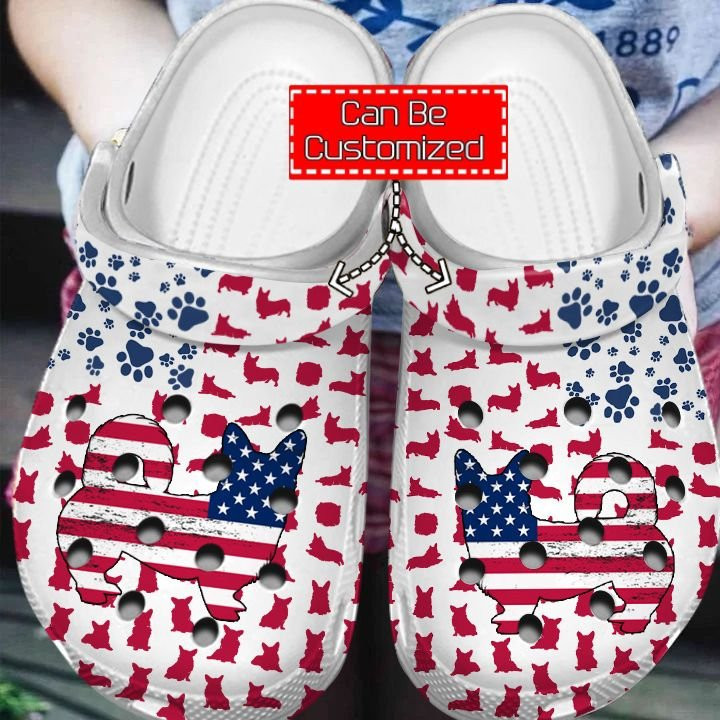 Corgi American Flag clog Shoes Animal Print