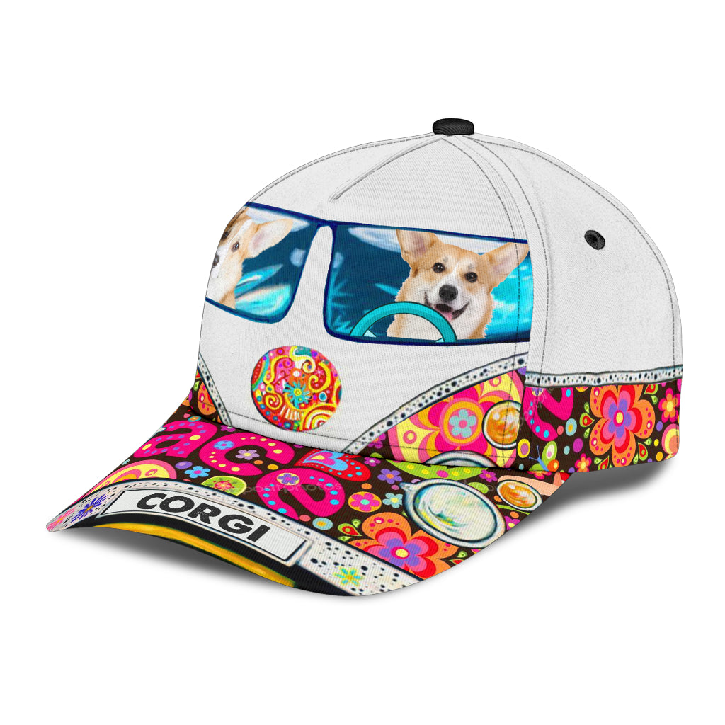 Corgi Classic Cap, Gift for Corgi Lovers, Gift for Hippie Life, Hippie Lovers Trucker Hats Custom Hats Gifts For Men & Women