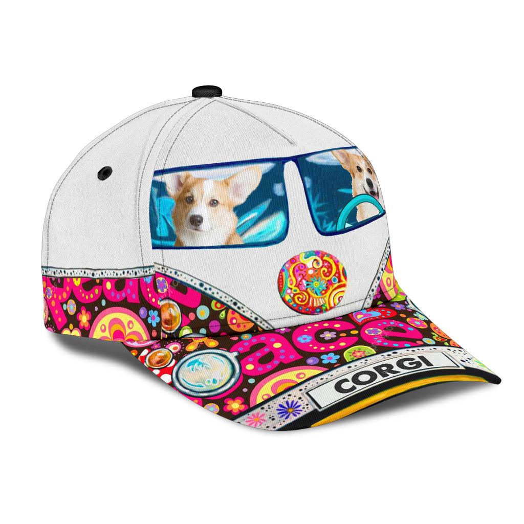 Corgi Classic Cap, Gift for Corgi Lovers, Gift for Hippie Life, Hippie Lovers Trucker Hats Custom Hats Gifts For Men & Women