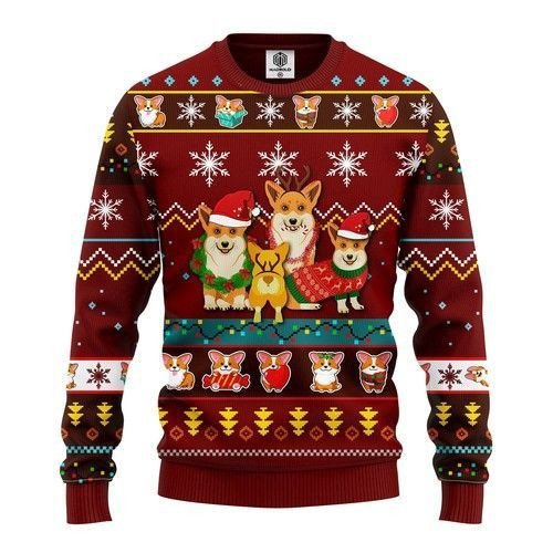 Corgi Cute Ugly Christmas Sweater Adult 3D Funny Matching for family