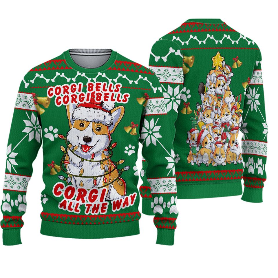 Corgi Dog Bells Christmas Ugly Christmas Sweater