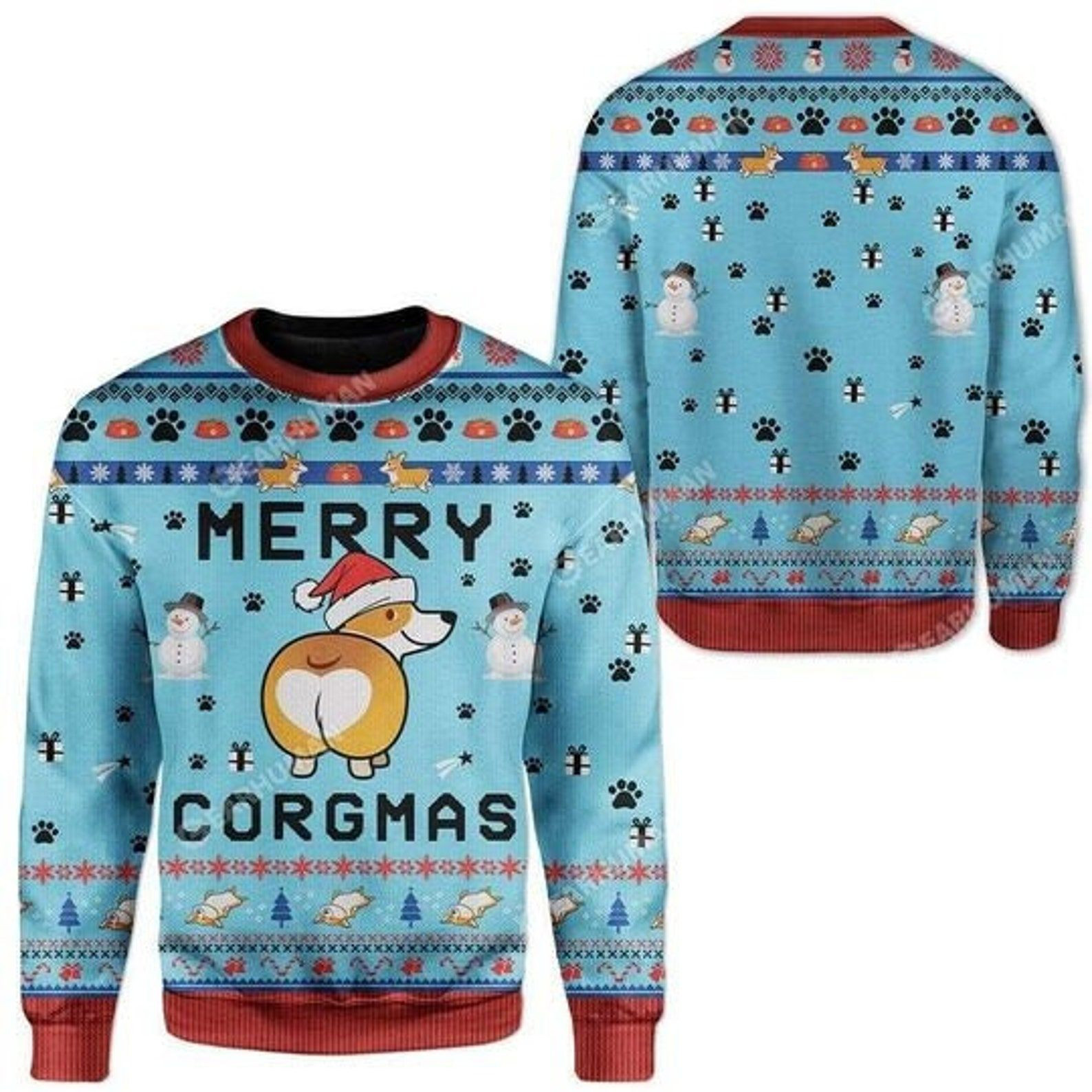 Corgi Dog Merry Corgmas For Corgi Lovers Ugly Christmas Sweater Adult 3D Funny Matching for family