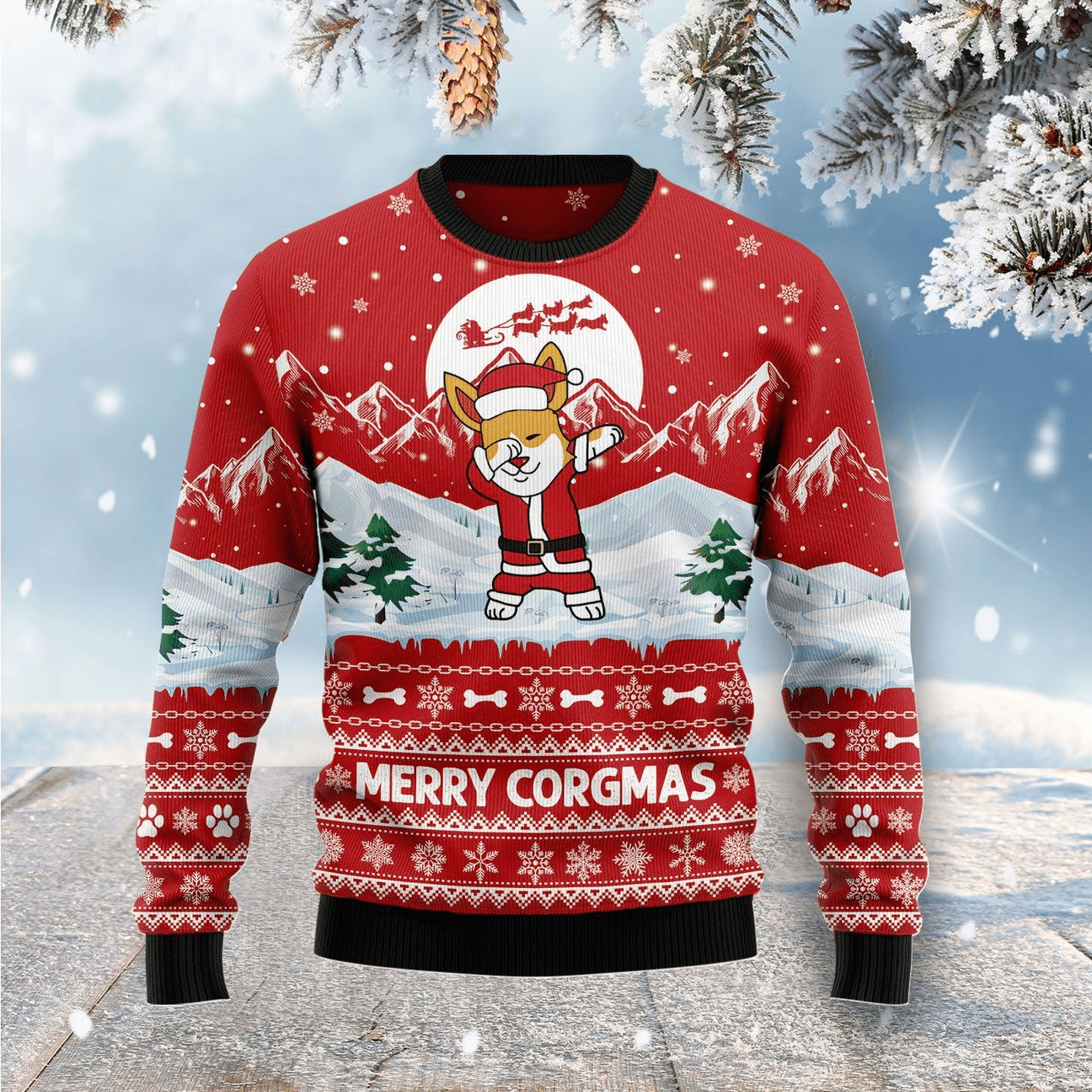 Corgi Dog Merry Xmas Ugly Christmas Sweater Adult 3D Funny Matching for family