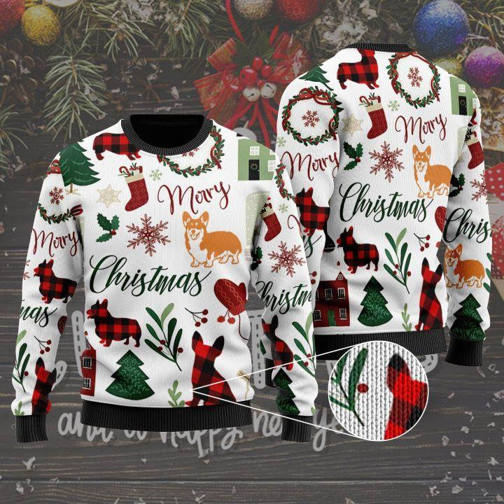 Corgi Dog Ugly Christmas Sweater Adult 3D Funny Matching for family