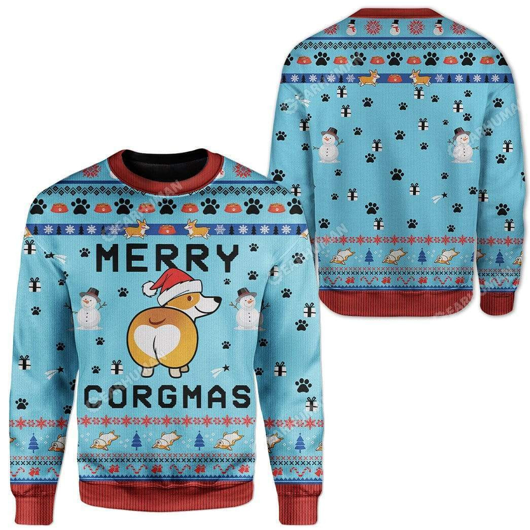 Corgi Dog Ugly Christmas Sweater Adult 3D Funny Matching for family