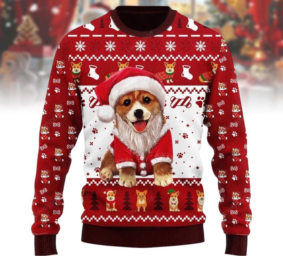 Corgi Dog Ugly Christmas Sweater, Dog Owner Xmas