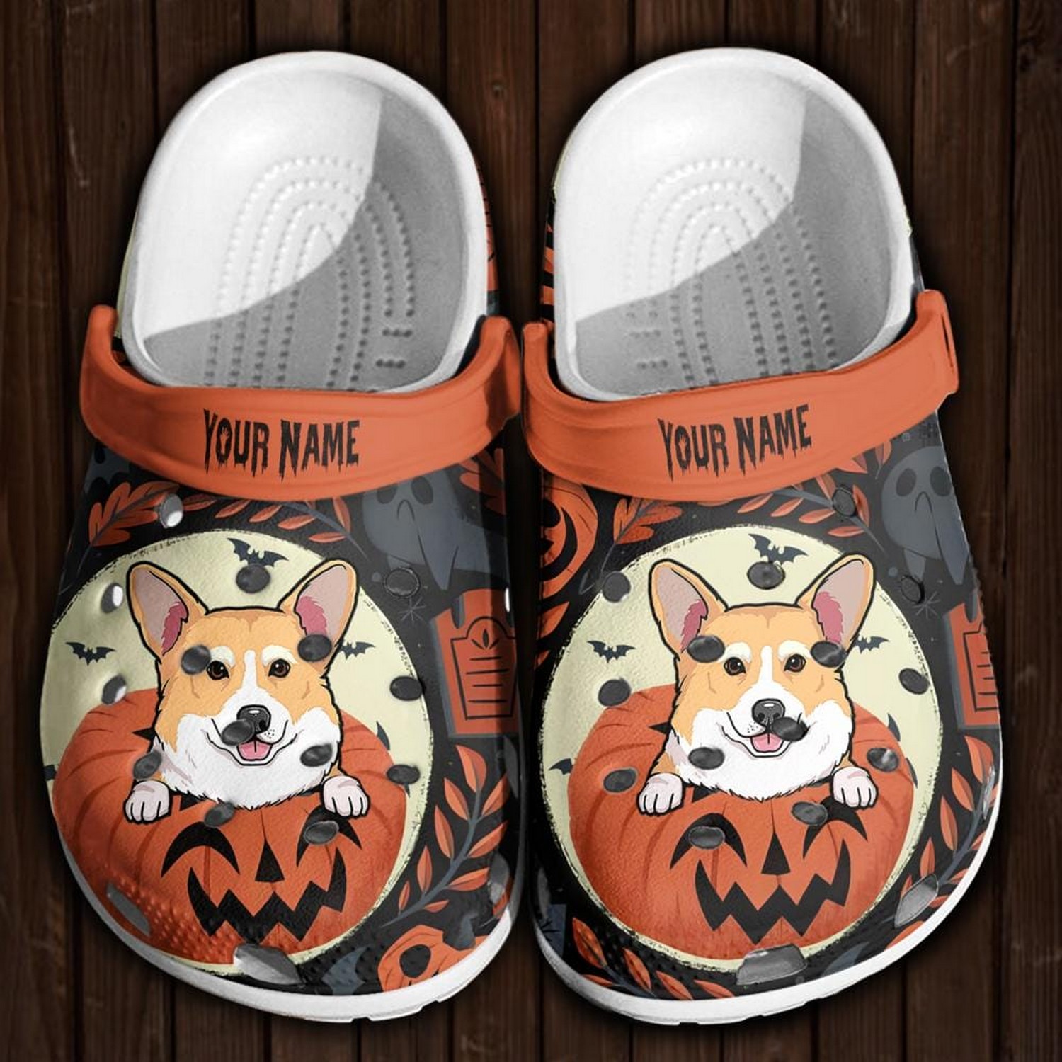 Corgi On Halloween Pumpkin Crocs Crocband Clogs Shoes Comfortable For Men Women and Kids