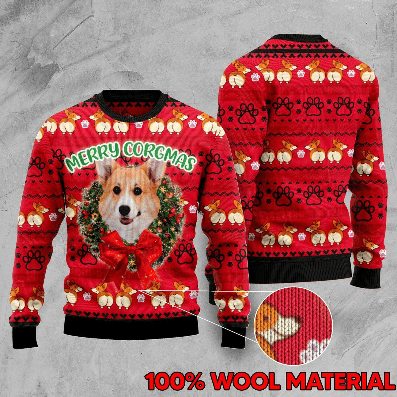 Corgi Ugly Christmas Sweater Adult 3D Funny Matching for family