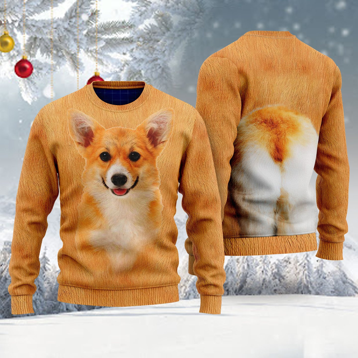 Corgi Ugly Christmas Sweater Adult 3D Funny Matching for family