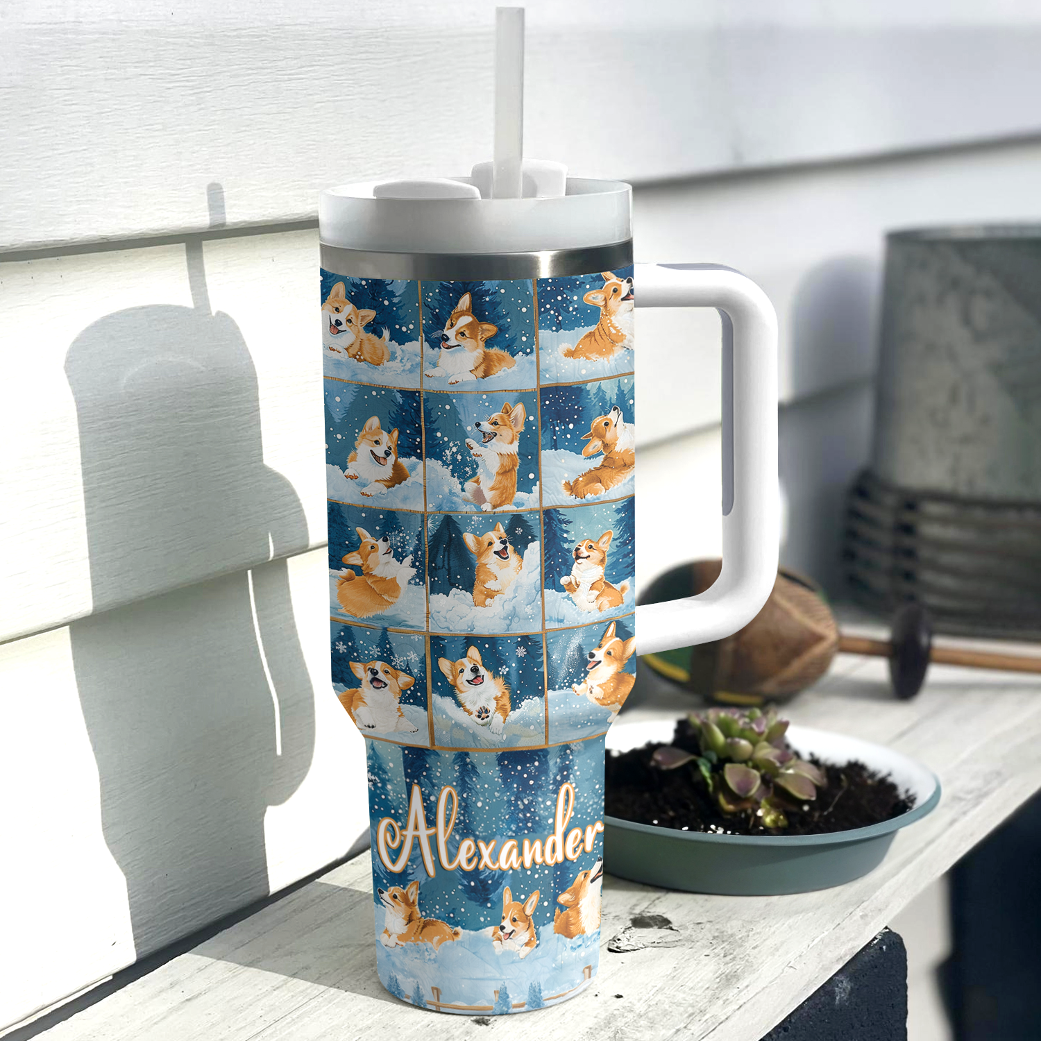 Corgi Winter Wonderland Christmas Custom Stanley Cup 40 oz 30 oz Tumbler With HandleTVC2301501 - Image 3