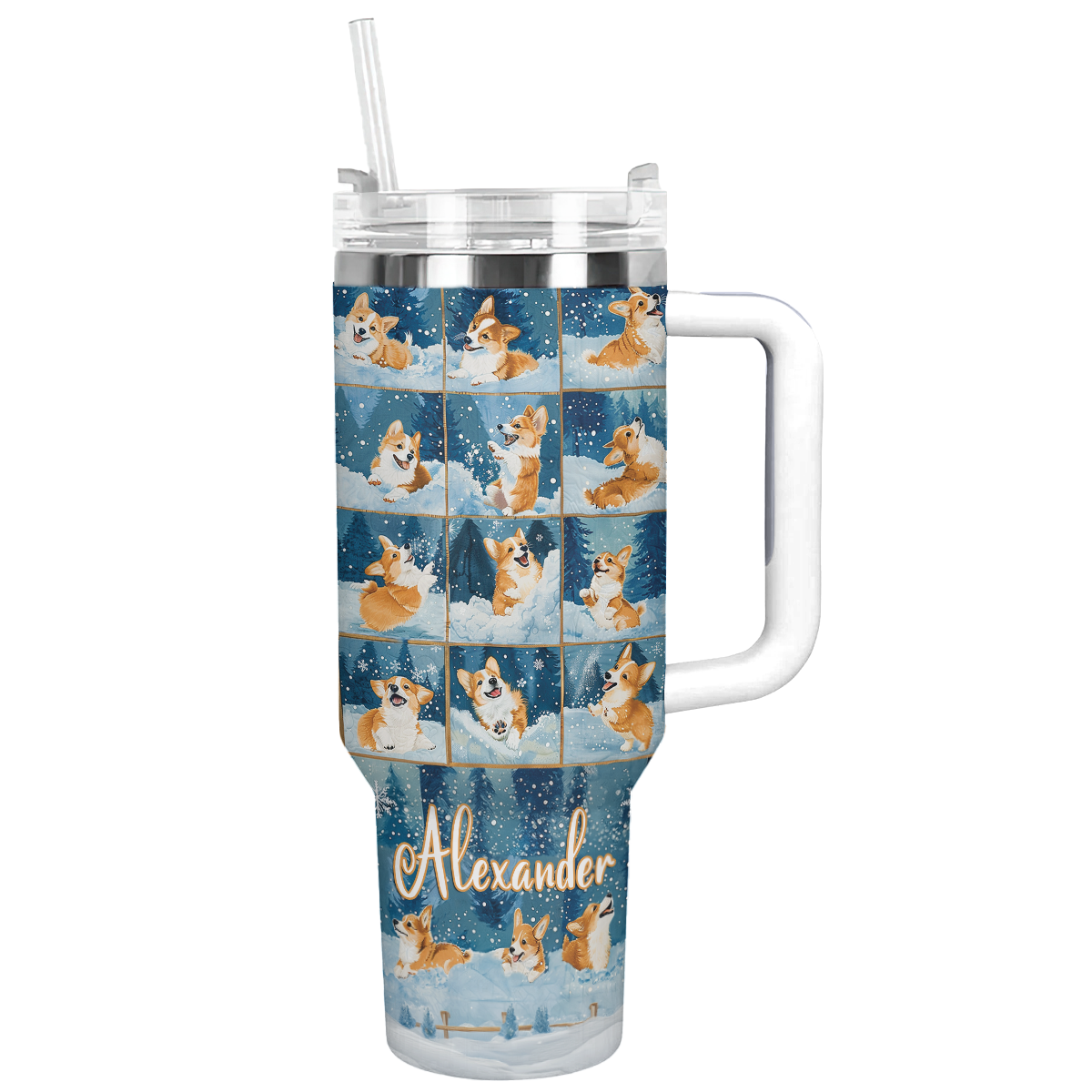 Corgi Winter Wonderland Christmas Custom Stanley Cup 40 oz 30 oz Tumbler With HandleTVC2301501