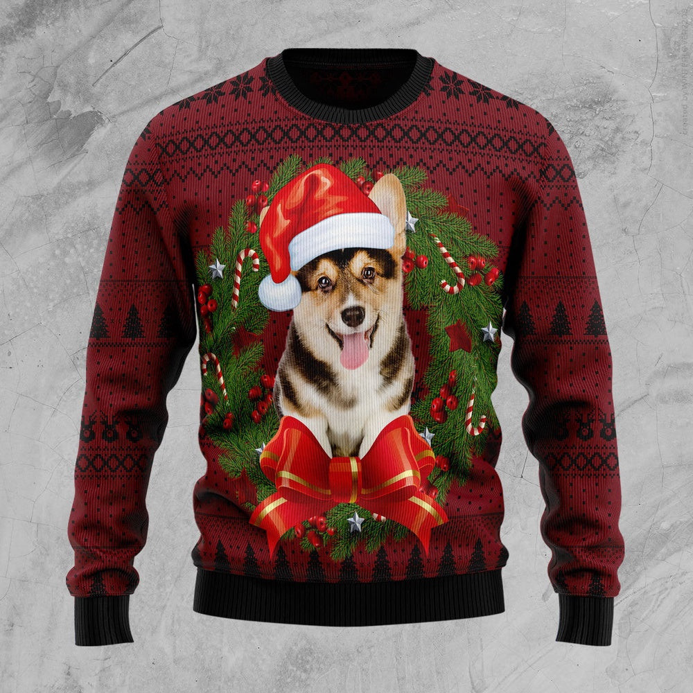 Corgi Wreath Ugly Christmas Sweater Gift For Christmas