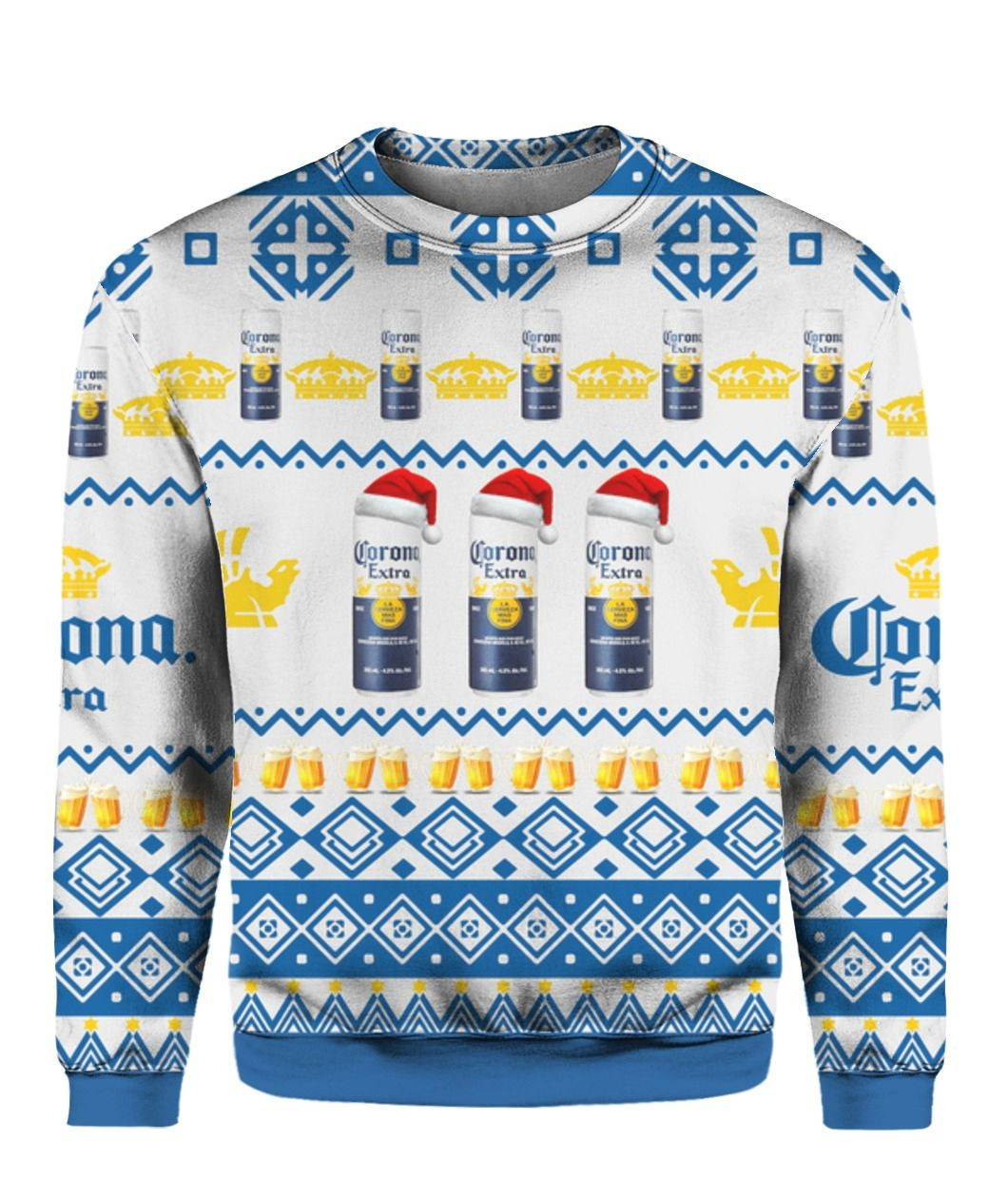 Corona Extra Beer Cans Ugly Christmas Sweater Adult 3D Funny Matching for family