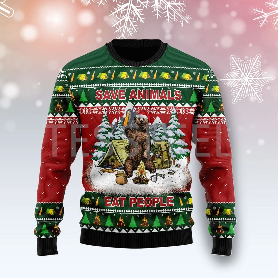 Cosplay Christmas Ugly Sweater Cartoon Dog Cat Santa Claus Tattoo
