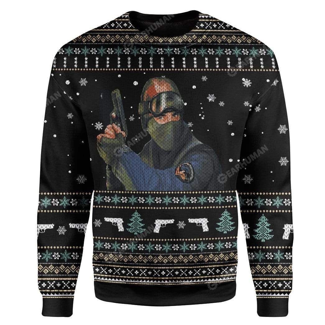 Counter Strike Ugly Christmas Sweater Adult 3D Funny Matching for family