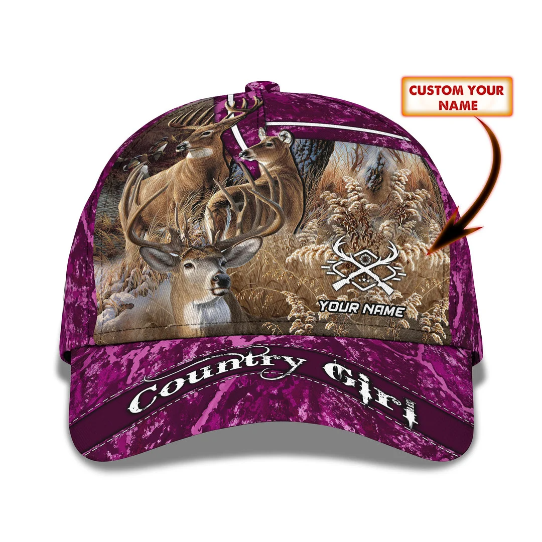 Country Girl Deer Hunting Ball Cap Hunting Camo Baseball Cap Trucker Hats Custom Hats Gifts For Men & Women