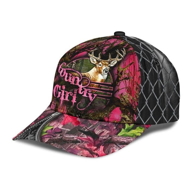 Country Girl Hat Classic Cap 3D, Hunting Lovers, Cap 3D Gift For Women Girl Trucker Hats Custom Hats Gifts For Men & Women