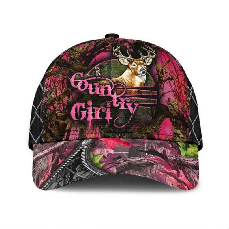 Country Girl Hat Classic Cap 3D, Hunting Lovers, Cap 3D Gift For Women Girl Trucker Hats Custom Hats Gifts For Men & Women