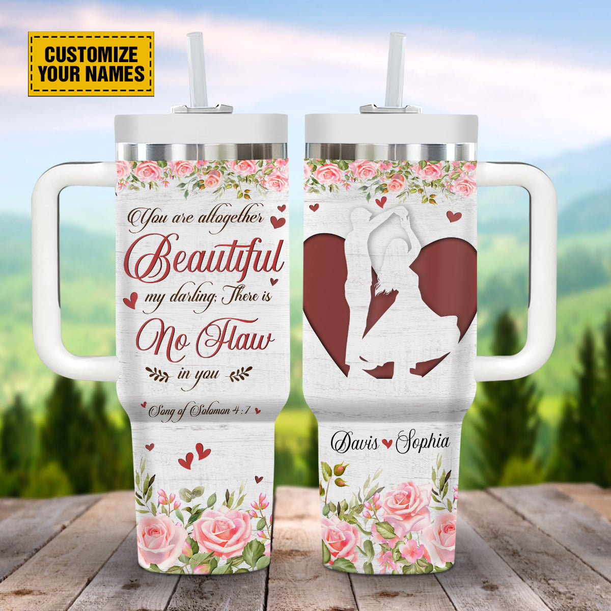 Couple Rose Flower Custom Stanley Cup 40 oz 30 oz Tumbler With HandleTVC2301694