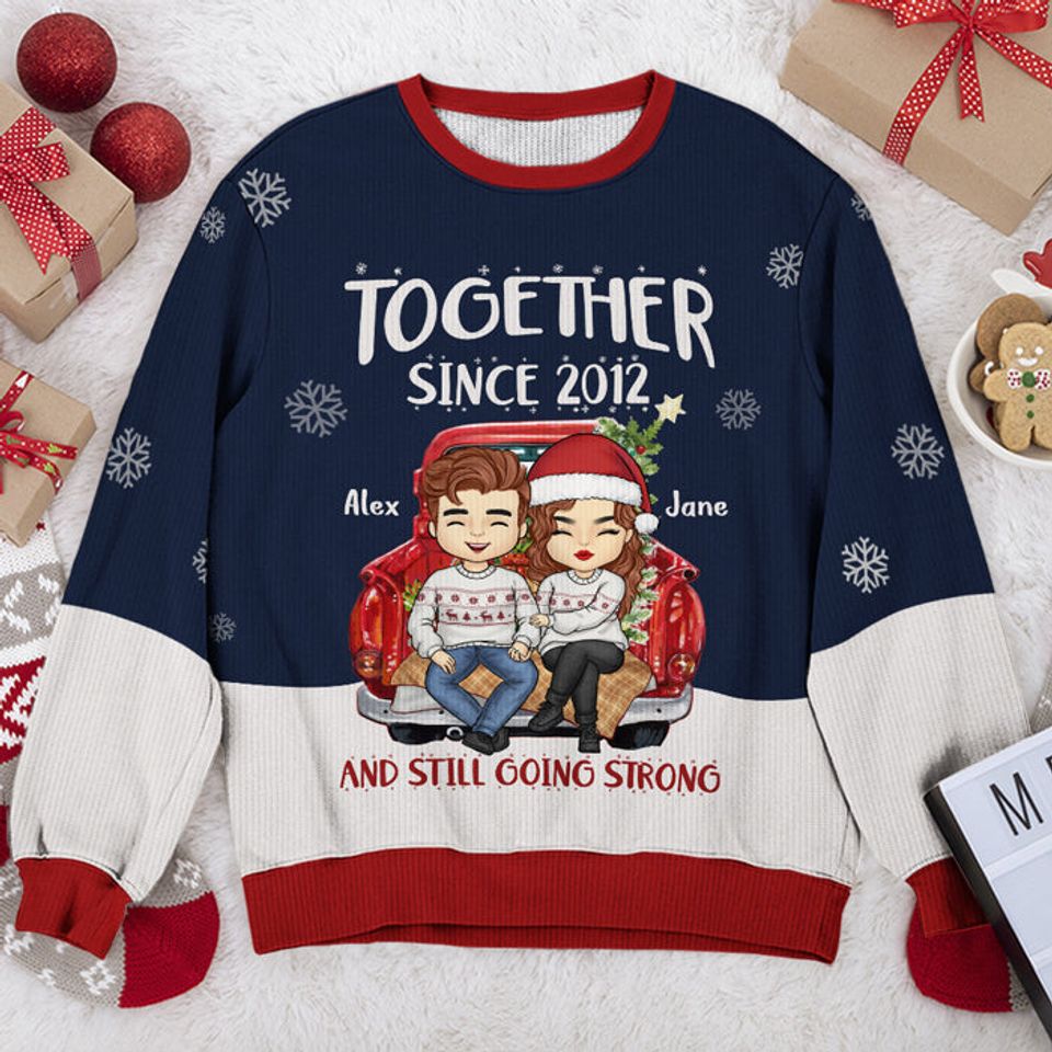 Couple Together Since Still Going Strong - Couple Personalized Custom Ugly Sweatshirt - Christmas Gift For Husband Wife, Anniversary - Image 2