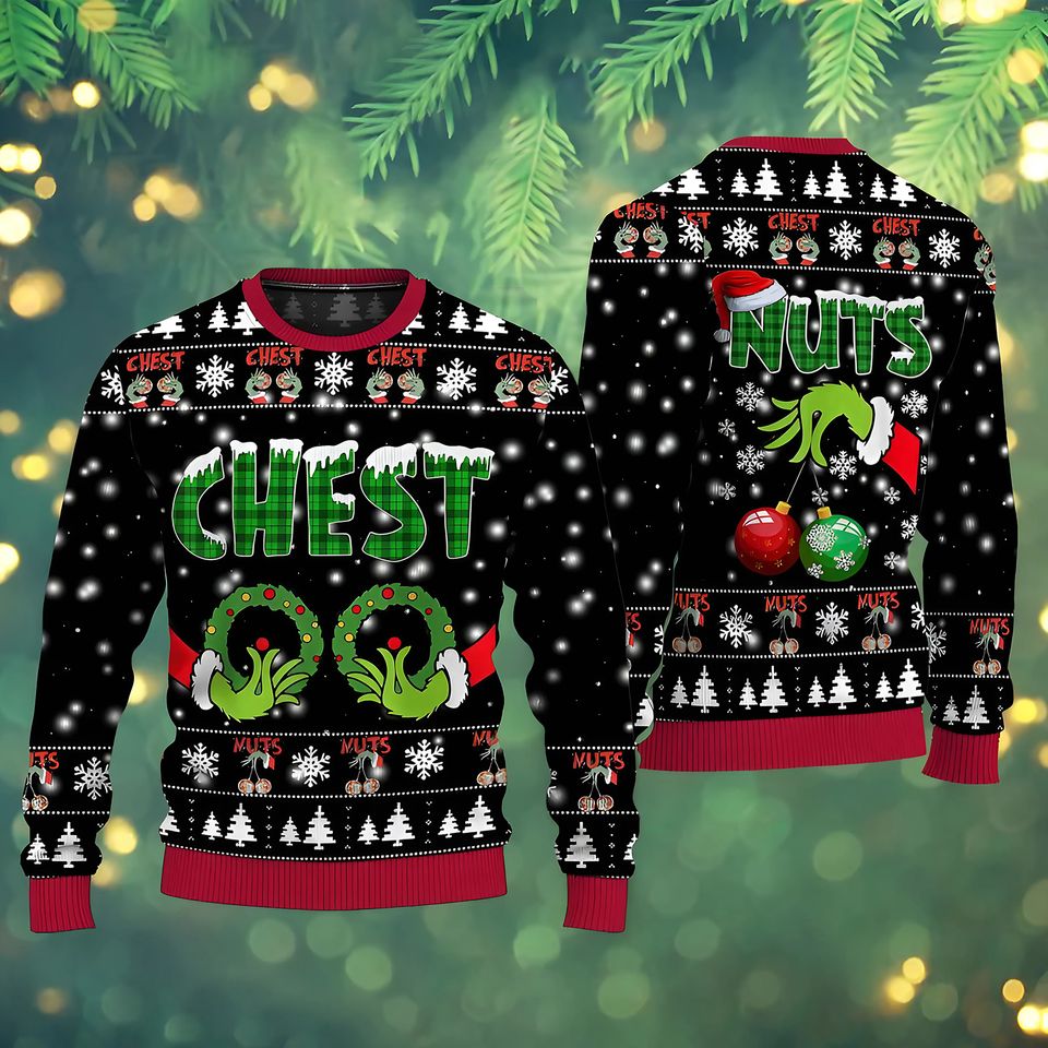 Couples Christmas Shirts Family Holiday, Chest Nuts Christmas Sweater,Christmas