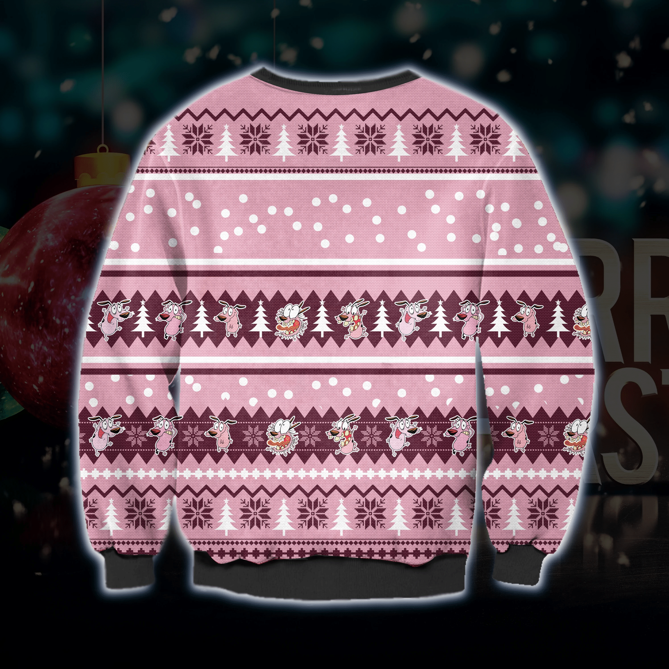 Courage The Cowardly Dog Ugly Christmas Sweater Adult 3D Funny Matching for family - Image 2