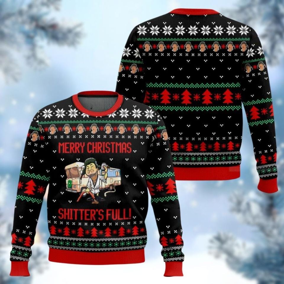 Cousin Eddie Merry Xmas Sweater, Shitters Full Ugly Sweater