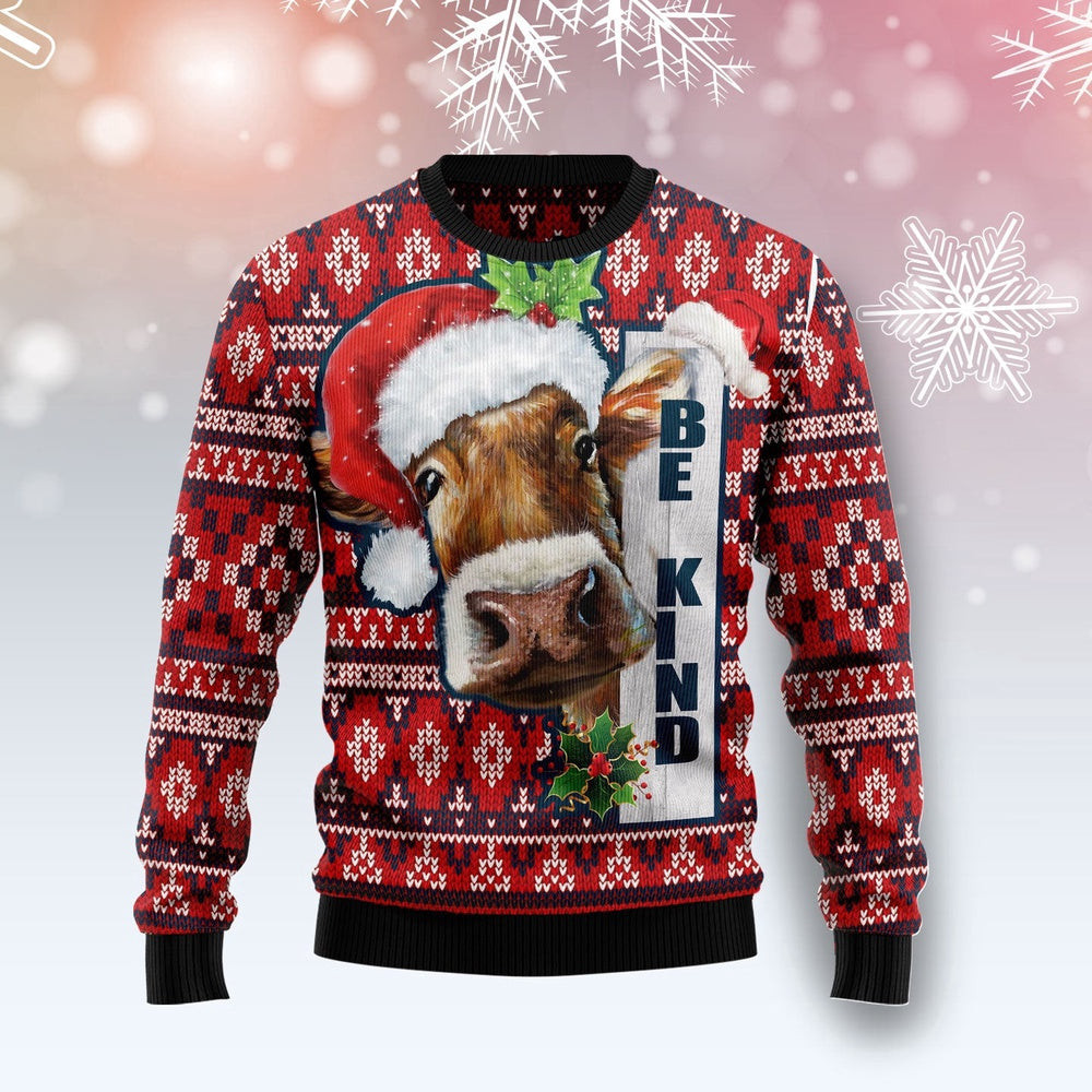 Cow Be Kind Ugly Christmas Sweater Gift For Christmas