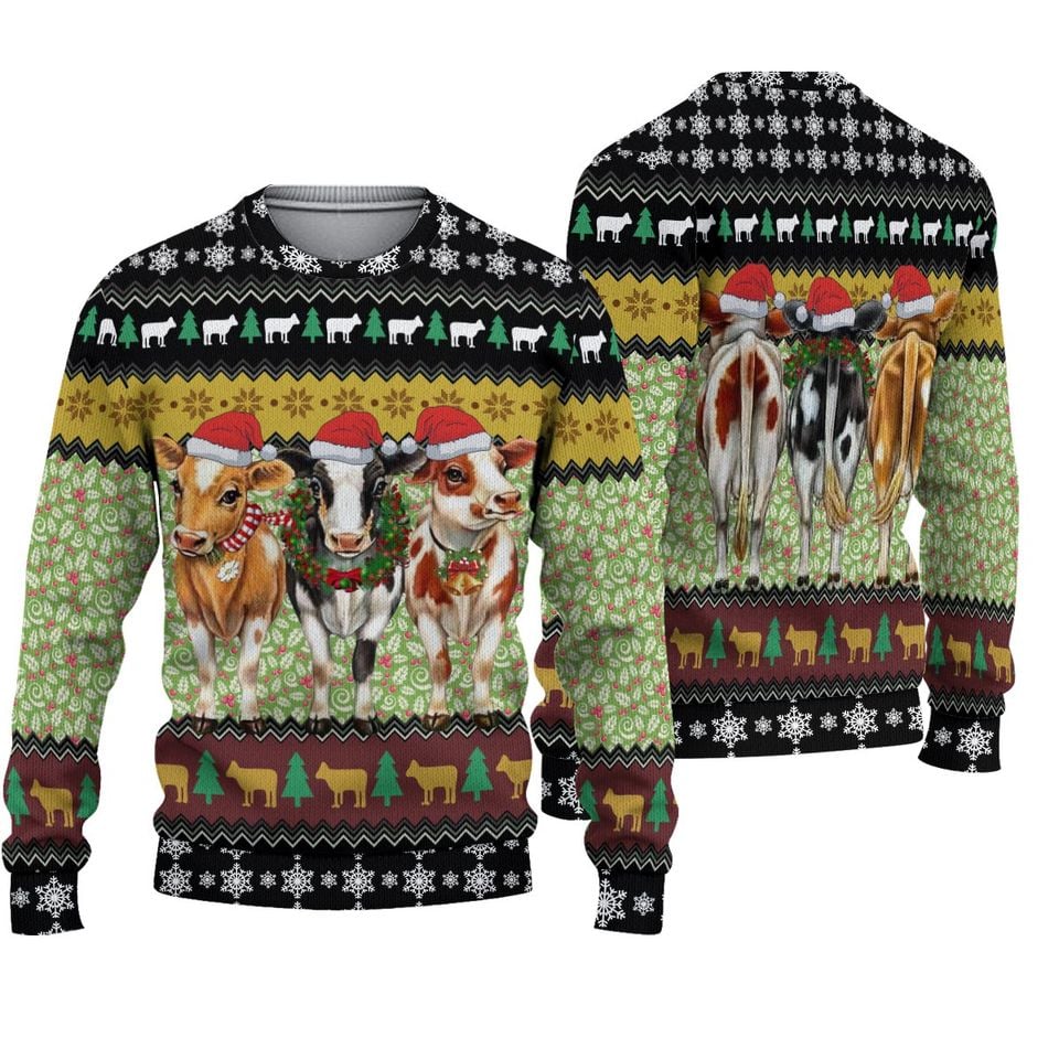 Cow Christmas Lights Ugly Christmas Sweater