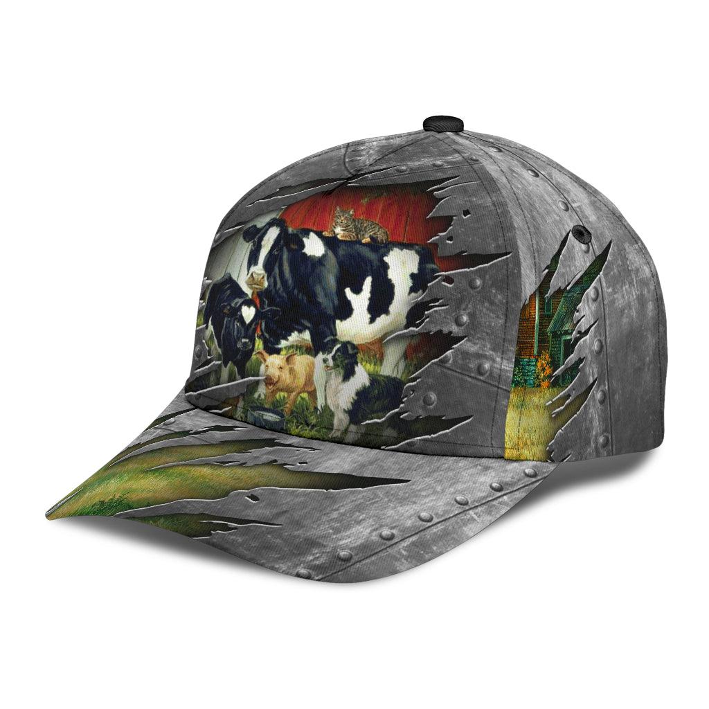 Cow Classic Cap, Gift for Farmers, Cow Lovers, Chicken Lovers Trucker Hats Custom Hats Gifts For Men & Women