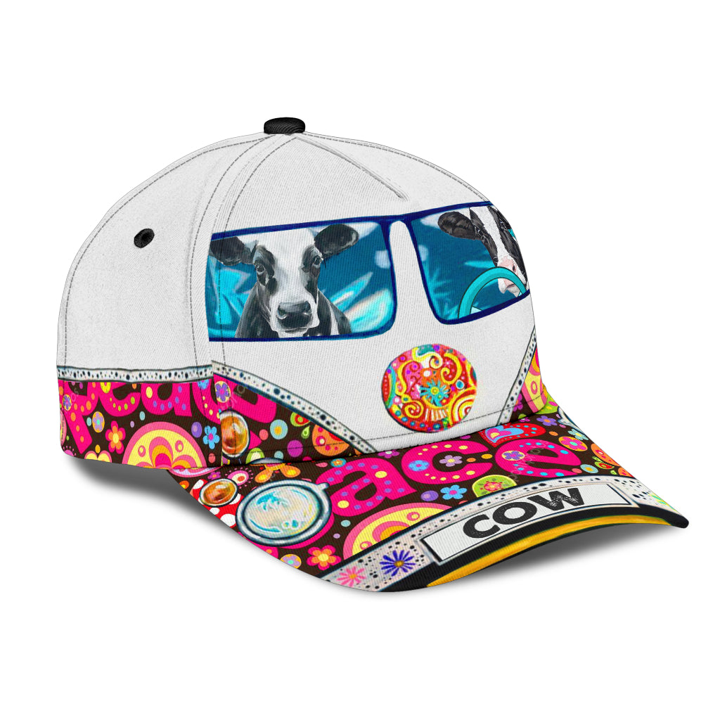 Cow Classic Cap, Gift for Farmers, Cow Lovers, Chicken Lovers, Gift for Hippie Life, Hippie Lovers Trucker Hats Custom Hats Gifts For Men & Women