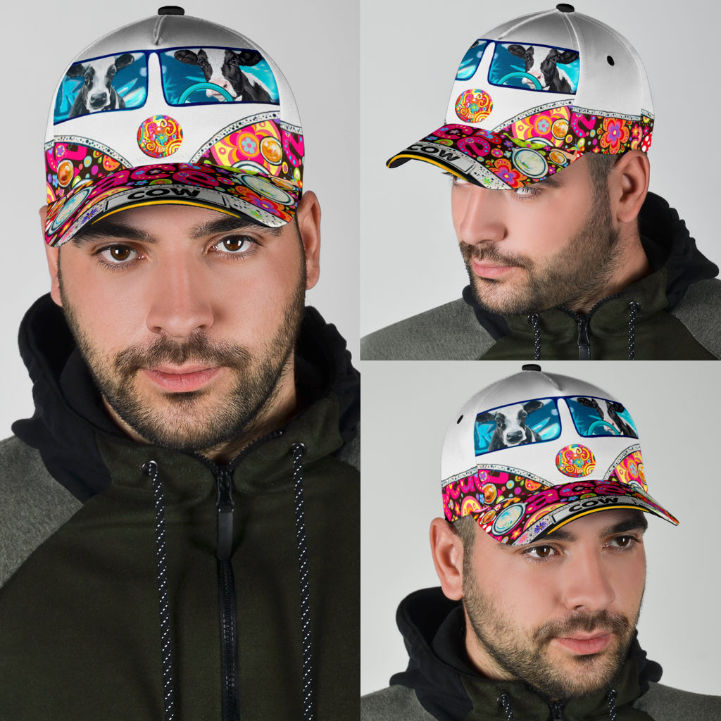 Cow Classic Cap, Gift for Farmers, Cow Lovers, Chicken Lovers, Gift for Hippie Life, Hippie Lovers Trucker Hats Custom Hats Gifts For Men & Women