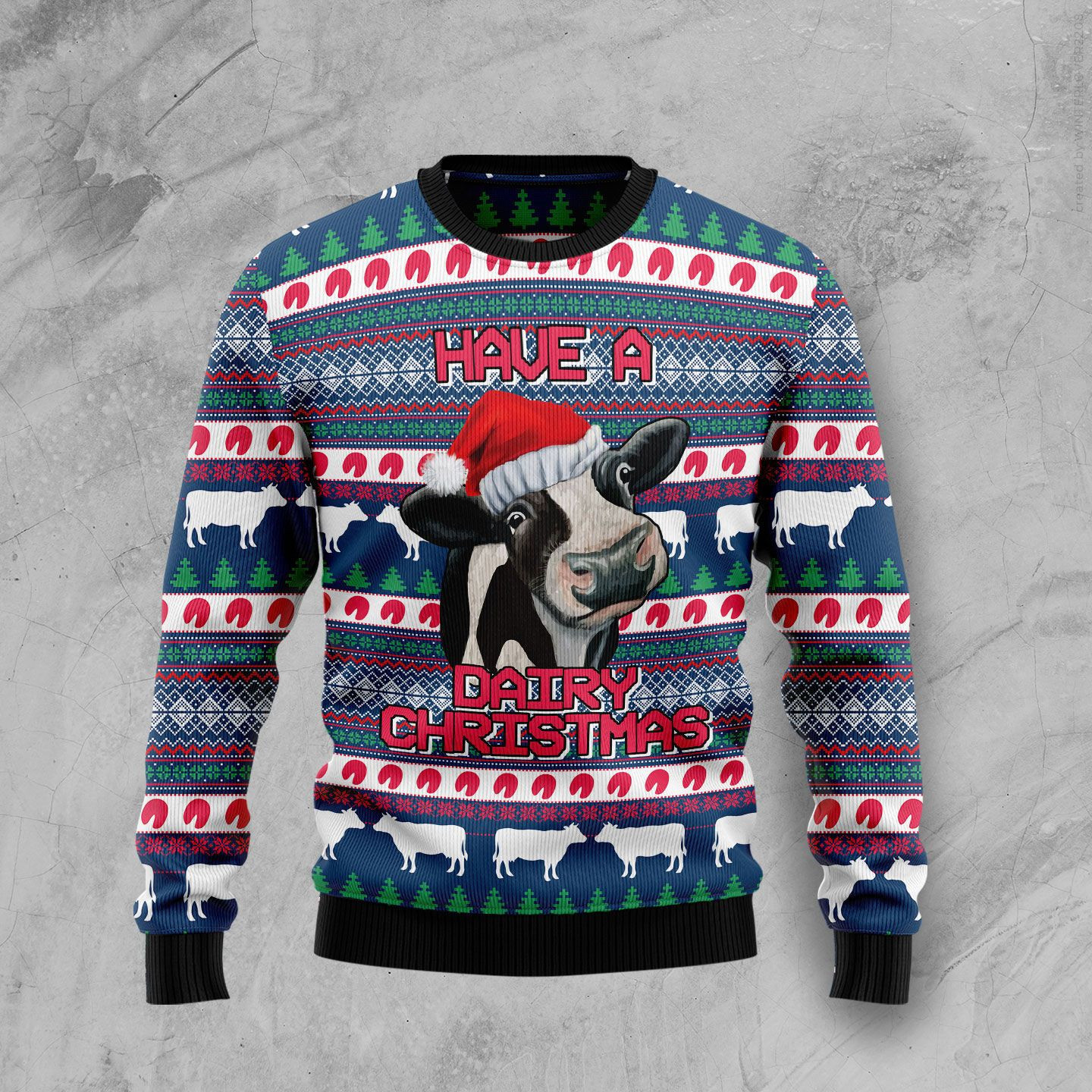 Cow Dairy Ugly Christmas Sweater Adult 3D Funny Matching for family